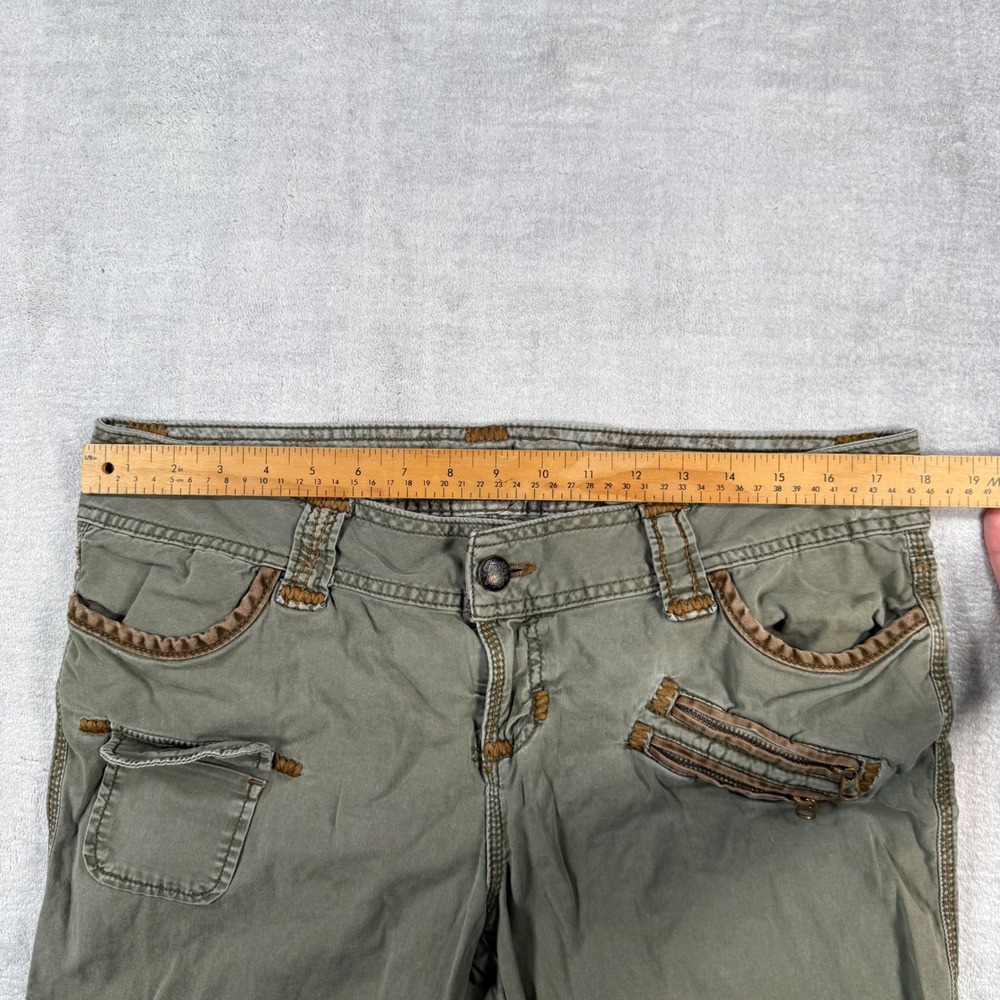 Guess Capris Womens 32 Olive Green Cargo Utility Y2K Cropped Pants AD9111 180020 - Picture 10 of 11
